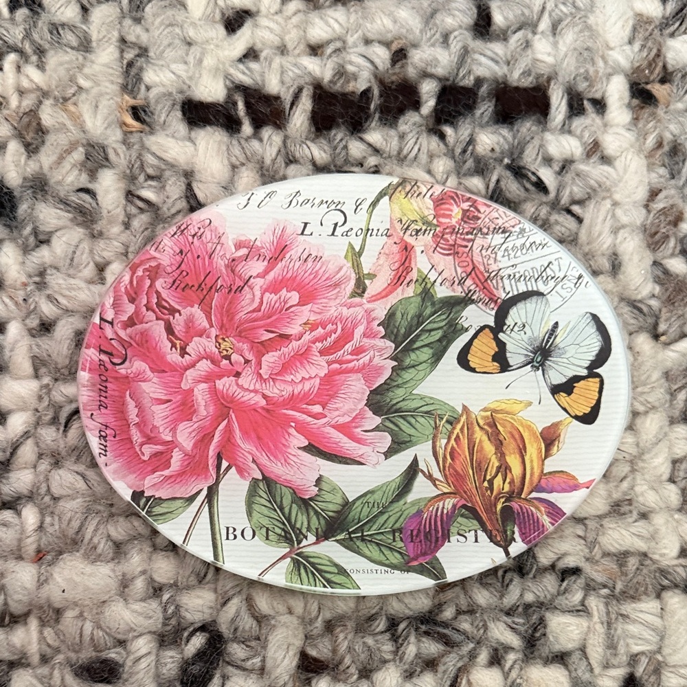 Pink Peony and Butterfly Oval Decorative Tray - Floral Accent